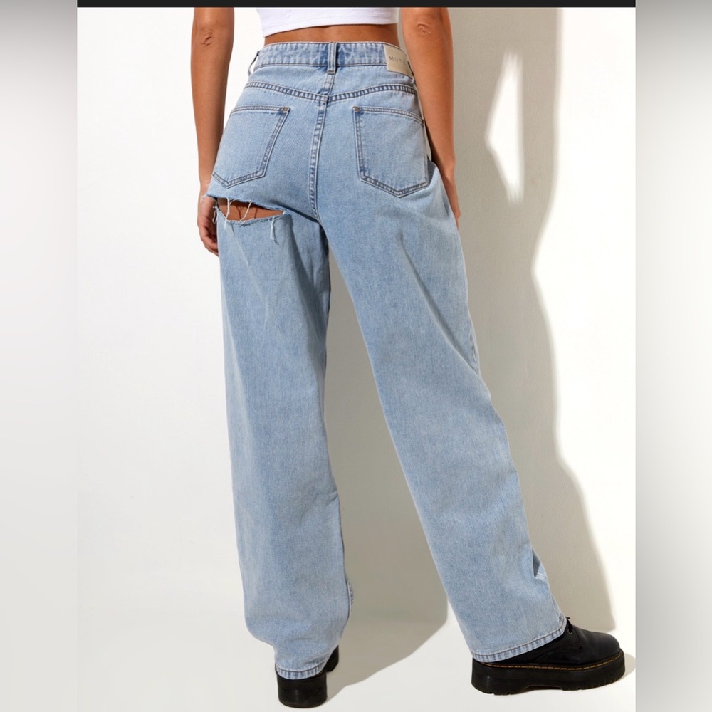 Redial Premium Denim Collection Bum Rips Parallel Jean In Tonal Light Wash View 5